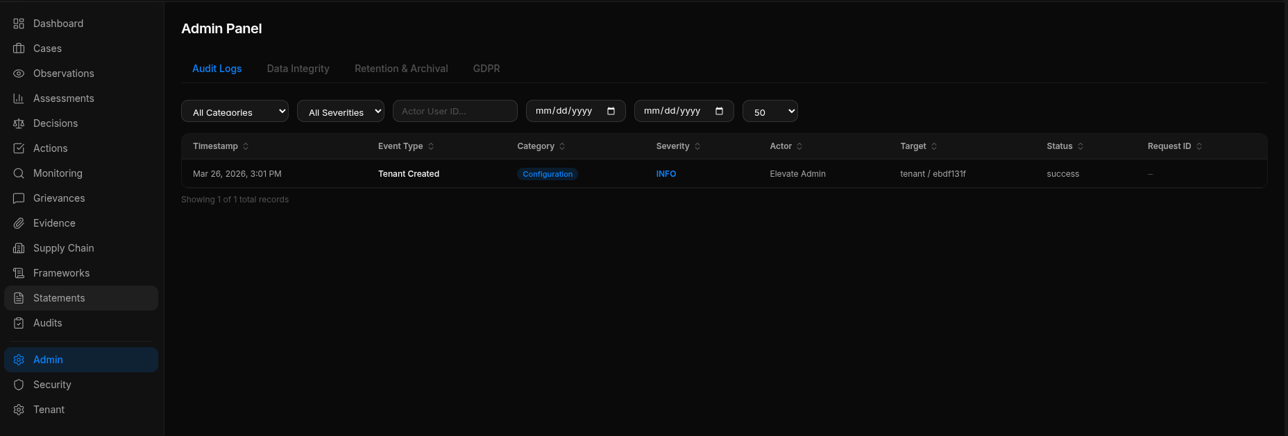 Audit Trail & Compliance Logging